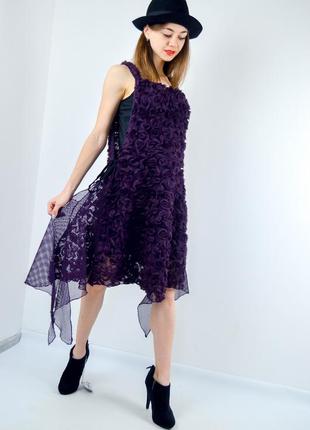 Oliver wartowski дизайнерское асимметричное платье сетка в цветы с вырезами5 фото