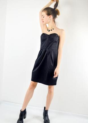 Mango новое черное облегающее мини платье бандо на бретелях, коротка чорна сукня2 фото