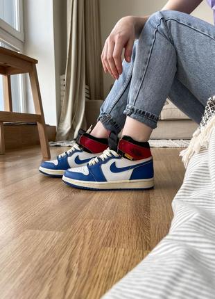 Nike jordan 1 retro high union los angeles blue toe новинка кросівки найк джордан високі блакитні високі блакитні жіночі кросівки