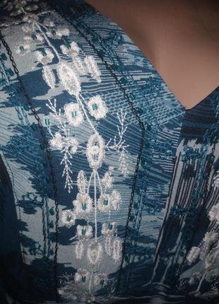 Шифоновая шелковая блуза ,цвет морской волны от monsoon l-xl4 фото