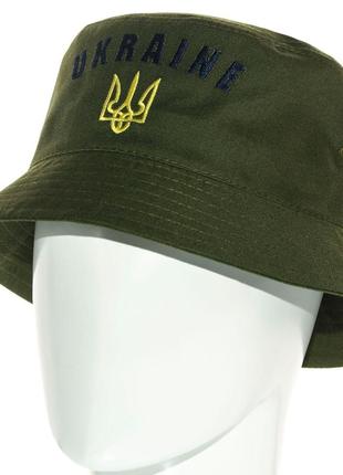 Летняя панама с вышивкой герба украины хаки