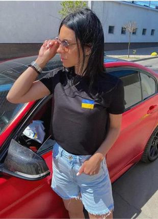 Футболка женская легкая летняя с флагом украины и коротким рукавом, модная одежда (чёрный, белый)6 фото