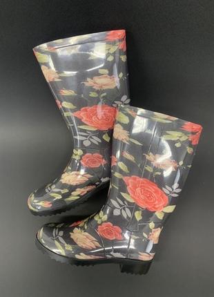 Жіночі гумові чоботи в троянди 36-42й розм.