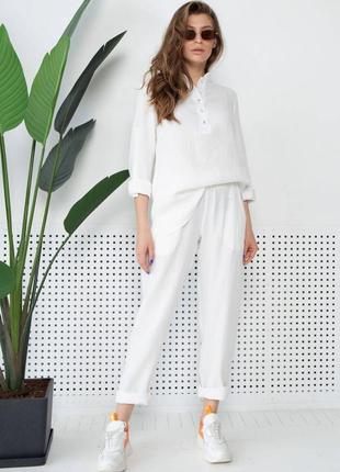 Жіночі білі штани з бавовни s m l xl