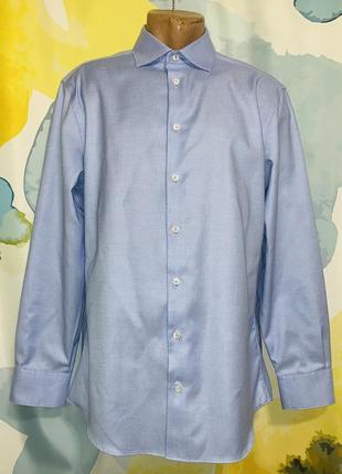 Шикарная хлопковая классическая голубая рубашка премиум качества charles tyrwhitt1 фото