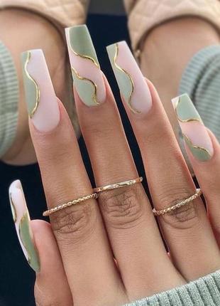 Накладні нігті 24 шт.+ клей для типс "французький манікюр" тіпси - накладні нігті