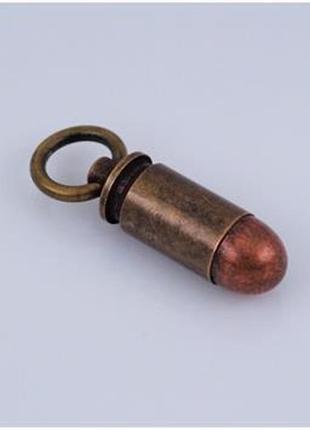 Брелок-капсула для хранения "пуля" (цвет - бронза).2 фото