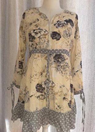 100% коттон. женское легкое платье с рюшами, жіноче плаття, сукня,натуральная пляжная туника1 фото