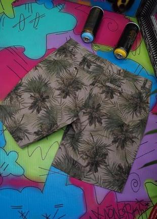 Катонові шорти тропічний принт листя,пальми9 фото