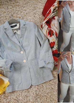 Актуальный котоновый безподкладочный пиджак в полоску, maxmara weekend,  p.36-381 фото