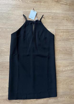 Базовое коктейльное черное мини платье сарафан5 фото