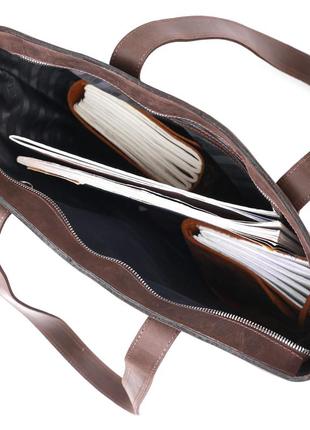 Винтажная женская сумка-шоппер shvigel 16349 коричневый3 фото