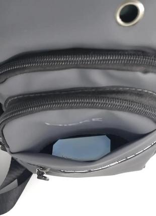 Сумка нагрудная мужская, однолямочный рюкзак 7137 серая ( код: ibs138s )4 фото