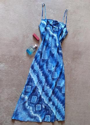 Красивое лёгкое платье сарафан tye dye на тонких бретельках вискоза