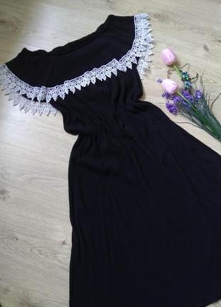 Чорне плаття максі glamorous з відкритими плечима і мереживом/віскозна сукня жатка5 фото