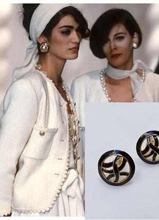 Вінтаж! шикарні кліпси 80-90 років,чорні,перегородкова емаль ( клуазоне)