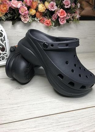 Кроксы crocs classic bae clog крокс на платформе черные1 фото