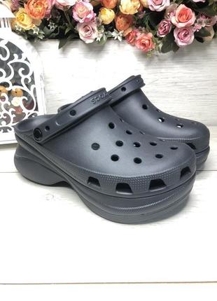 Крокси crocs classic bae clog крокс на платформі чорні2 фото