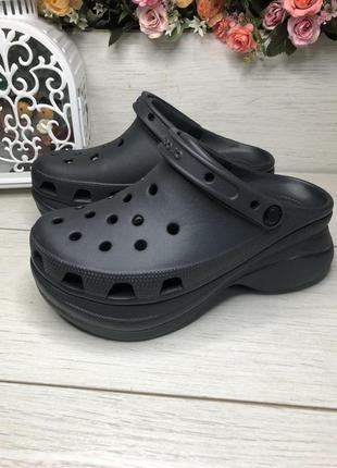 Крокси crocs classic bae clog крокс на платформі чорні4 фото