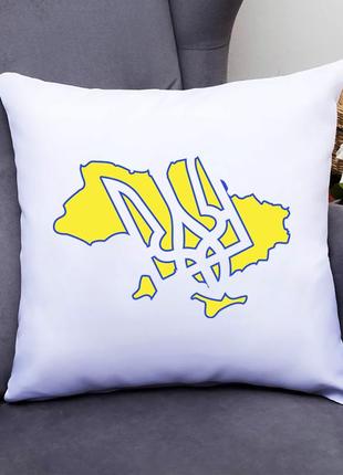 Подушка декоративна з принтом "жовта карта україни та герб країни" push it