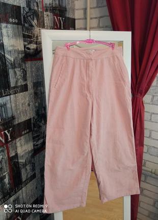 Нежно-розовые велеветовые брюки кюлоты, l, 402 фото