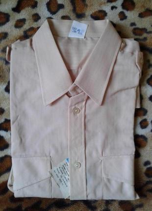 Новая бежевая кремовая мужская рубашка с длинным рукавом 48-50р