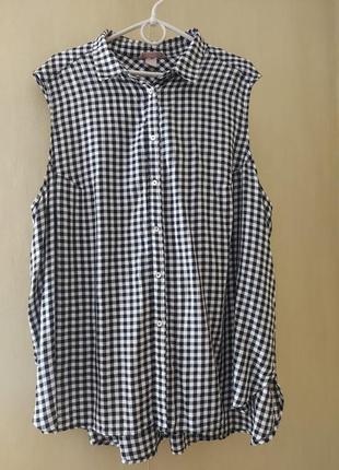 Блуза без рукавів чорно-біла клеткаһ&m