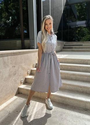 Платье рубашка в горох