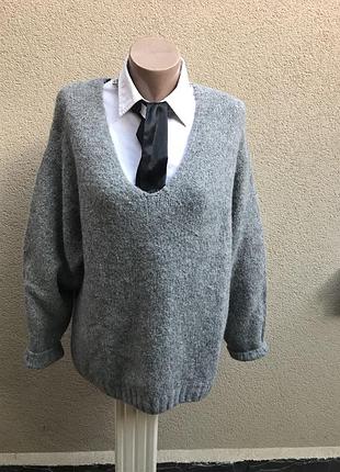 Шерсть/альпака,теплый серый свитер,h &amp; m 6
