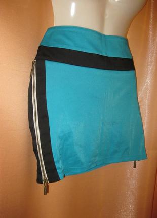 Секси юбка короткая спідниця, м38, trg, км1083 с замочками разрезами по бокам1 фото