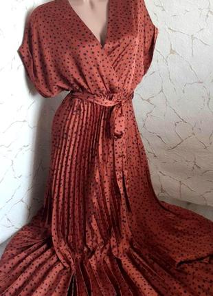 Платье сукня миди/длинное плиссе терракот,48-50 р2 фото