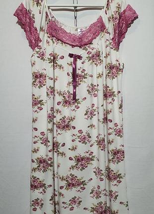 Жіноча ночнушка батал ночнушка з мереживом бавовна