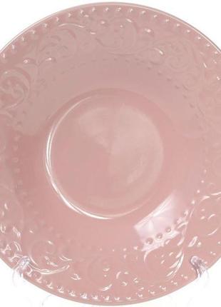 Набір 6 супових тарілок leds ceramics he23s, кам’яна кераміка (розові)3 фото