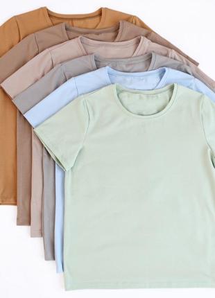 Базова футболка трикотажна жіноча однотонна базовая женская футболка однотонная2 фото