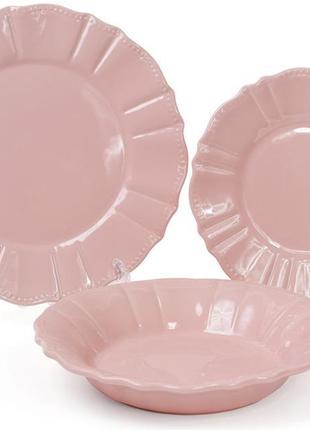 Набор 6 десертных тарелок leeds ceramics sun ø20см, каменная керамика (розовые)
