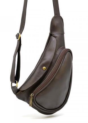 Слінг рюкзак на одне плече з телячої шкіри gc-3026-3md бренд tarwa коричневий1 фото