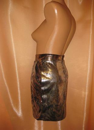 Шикарная золотая юбка euros, zara км 1086 маленький размер с двумя карманами по бокам4 фото