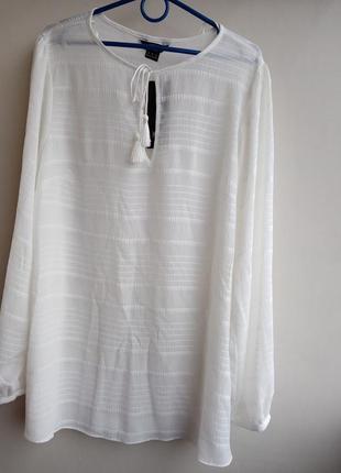 Акція на всі товари 1+1= 3 річ (нижча ціна)нарядна шифонова блузка з довгими рукавами молочна