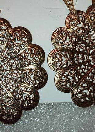 Красивые золотые серьги shine в индийском стиле сережки позолота4 фото