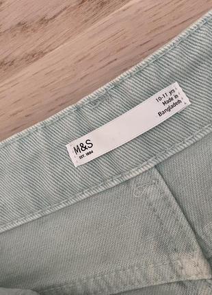 Джинси ніжно-м'ятного кольору m&s, 10-11 років4 фото