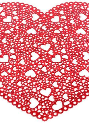 Набір 6 сервірових килимків margrese серце 38см (підтарельники), червоний1 фото