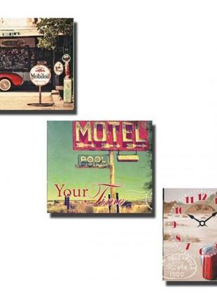 Годинник натренованих "хайвей" на полотні 3х секційні