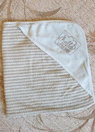 Детское махровое полотенце в полоску с уголком, рушник  74×69
