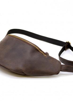 Стильна сумка на пояс бренду tarwa rc-3036-4lx у коричневій шкірі крейзі хорс