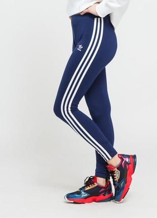 Темно сині трикотажні жіночі легінси adidas оригінал