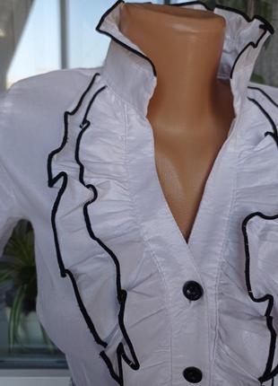 Белая блуза блузка из жабо. блузка белого цвета.