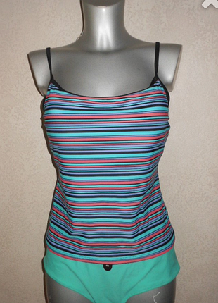 16/48/l англия!бирюзовый купальник танкини,полоска новый