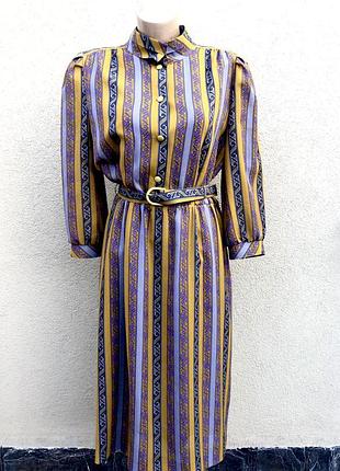 Винтаж,ретро,шелковое платье в полоску,этно принт,ретро