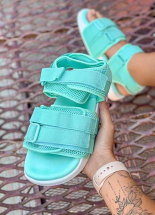 Жіночі сандалії adidas adilette mint white. колір білий з зеленим
