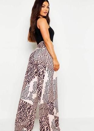 Брендові еластичні штани широкі леопардовий принт2 фото